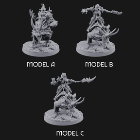 Tusks Raised Bellowing Triceratop Riding Dwarves Miniature for Dungeons and Dragons, Pathfinder or other TTRPGs