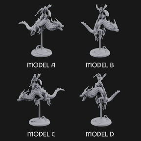 Saddle Riding Hadozee Dragon Riders Miniature for Dungeons and Dragons, Pathfinder or other TTRPGs