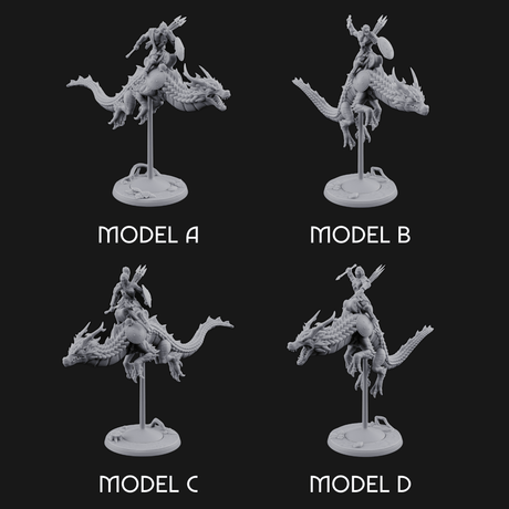 Saddle Riding Hadozee Dragon Riders Miniature for Dungeons and Dragons, Pathfinder or other TTRPGs