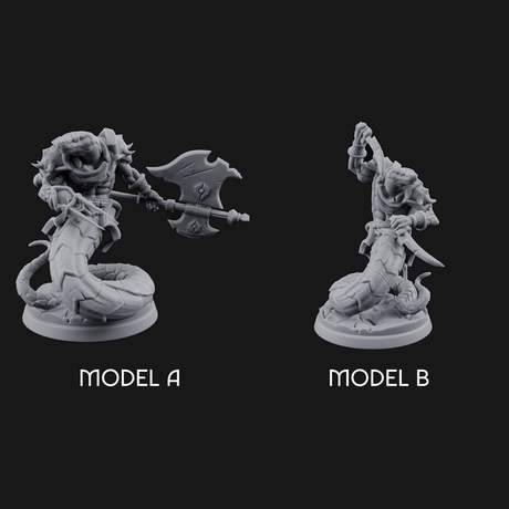 Swooping and Coiled Naga Warriors Miniature for Dungeons and Dragons, Pathfinder or other TTRPGs