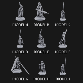 Spear Warden Elf Warriors Miniature for Dungeons and Dragons, Pathfinder or other TTRPGs