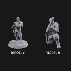 Shouldering The Flamethrower World War 2 Japanese Soldiers Miniature for Dungeons and Dragons, Pathfinder or other TTRPGs