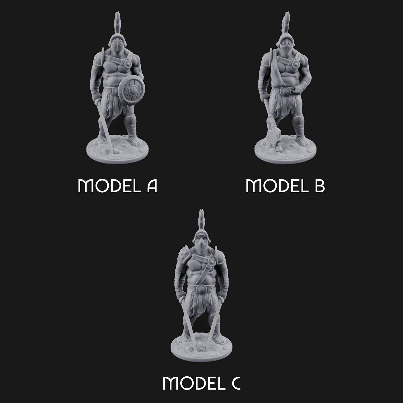 Sword Dragging Human Gladiators Miniature for Dungeons and Dragons, Pathfinder or other TTRPGs
