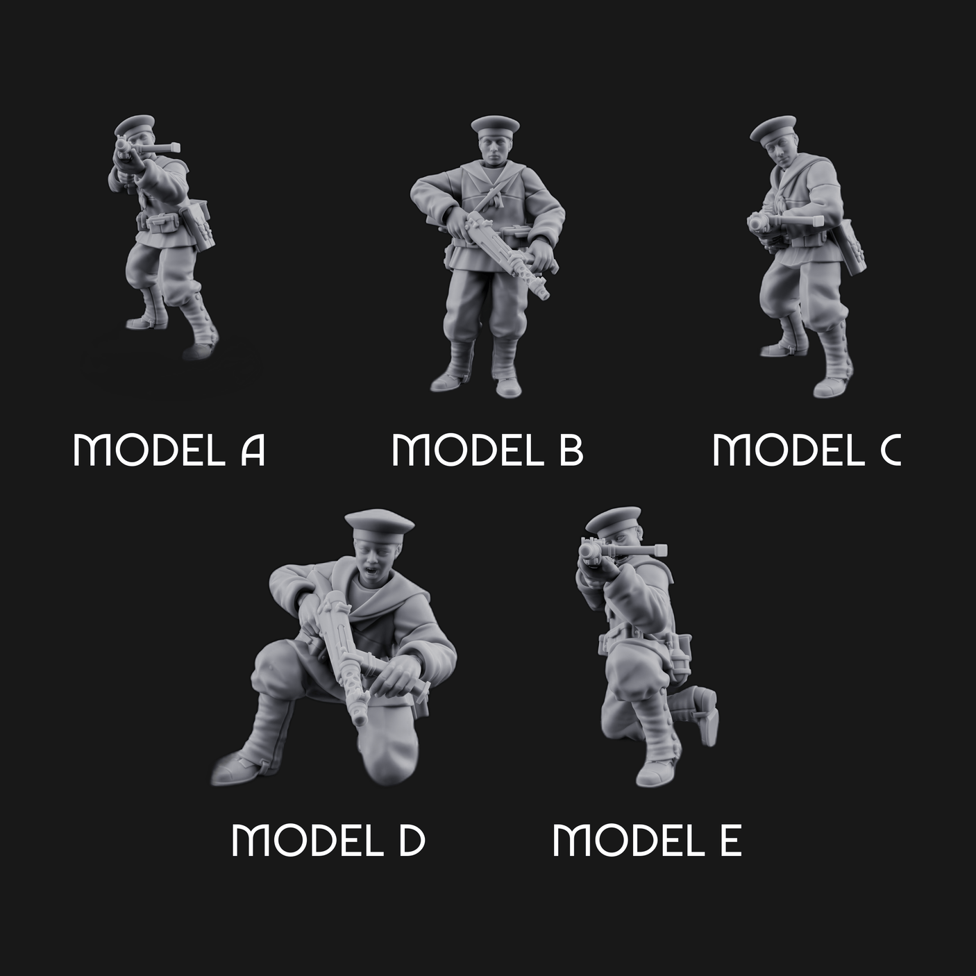 Weird War Japanese Scary SMG Gunners Miniature for Dungeons and Dragons, Pathfinder or other TTRPGs