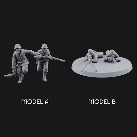 World War 2 Japanese LMG Teams Miniature for Dungeons and Dragons, Pathfinder or other TTRPGs