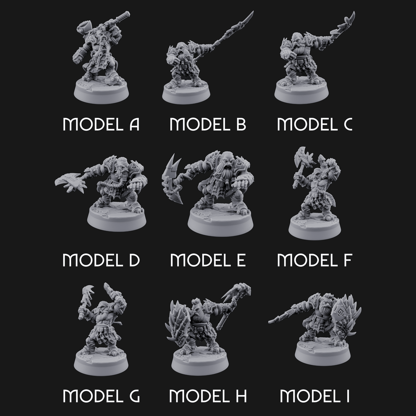 Smouldering Fire Dwarf Fighters Miniature for Dungeons and Dragons, Pathfinder or other TTRPGs