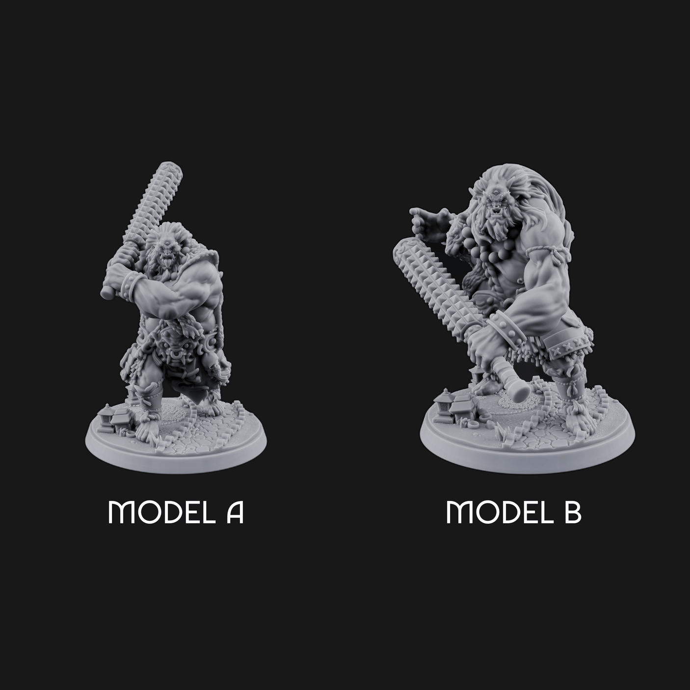 Shouldering The Cudgel Oni Brutes Miniature for Dungeons and Dragons, Pathfinder or other TTRPGs