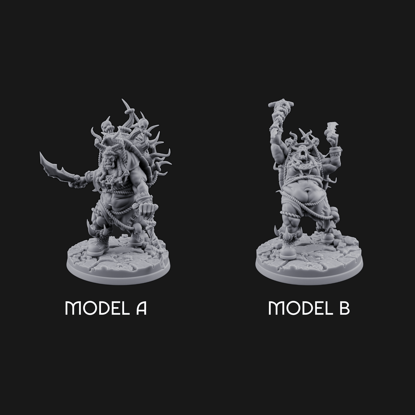 Horns Crowned Spellcasting Orc Shamen Miniature for Dungeons and Dragons, Pathfinder or other TTRPGs