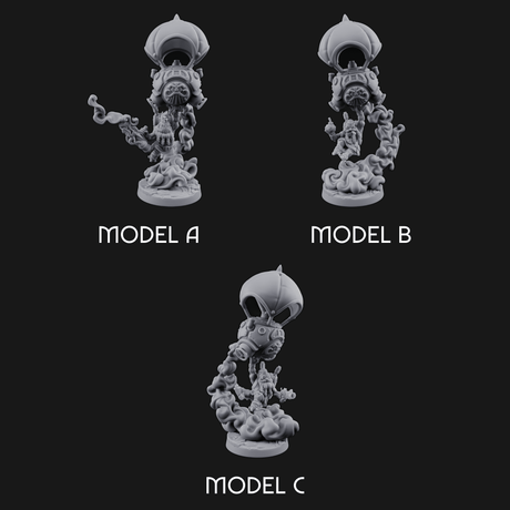 Floating Above Dwarf Bombardiers Miniature for Dungeons and Dragons, Pathfinder or other TTRPGs