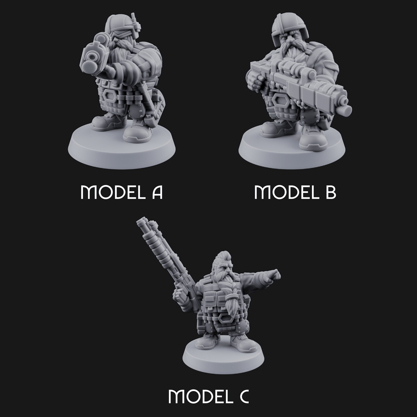 Guns Blazing Space Dwarf Assault Troopers Miniature for Dungeons and Dragons, Pathfinder or other TTRPGs