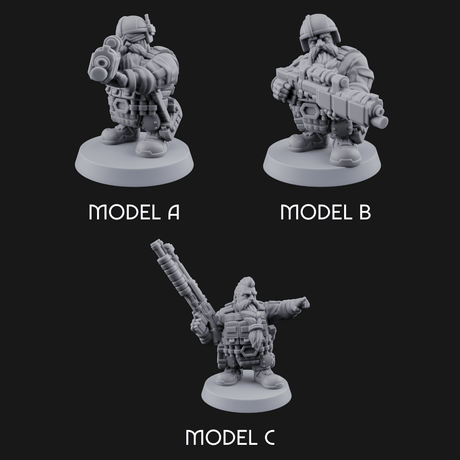 Guns Blazing Space Dwarf Assault Troopers Miniature for Dungeons and Dragons, Pathfinder or other TTRPGs