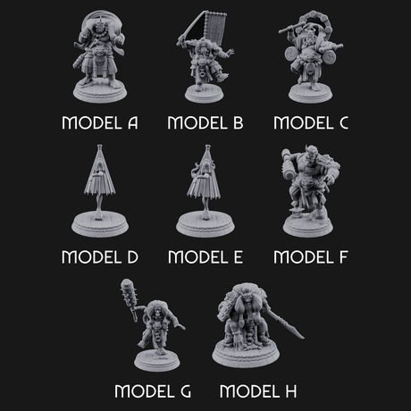 Turned Townsfolk Oni Fighters Miniature for Dungeons and Dragons, Pathfinder or other TTRPGs
