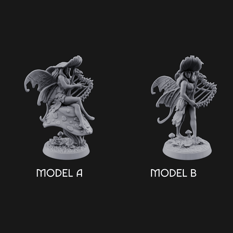 Harp Strumming Pixie Minstrels Miniature for Dungeons and Dragons, Pathfinder or other TTRPGs