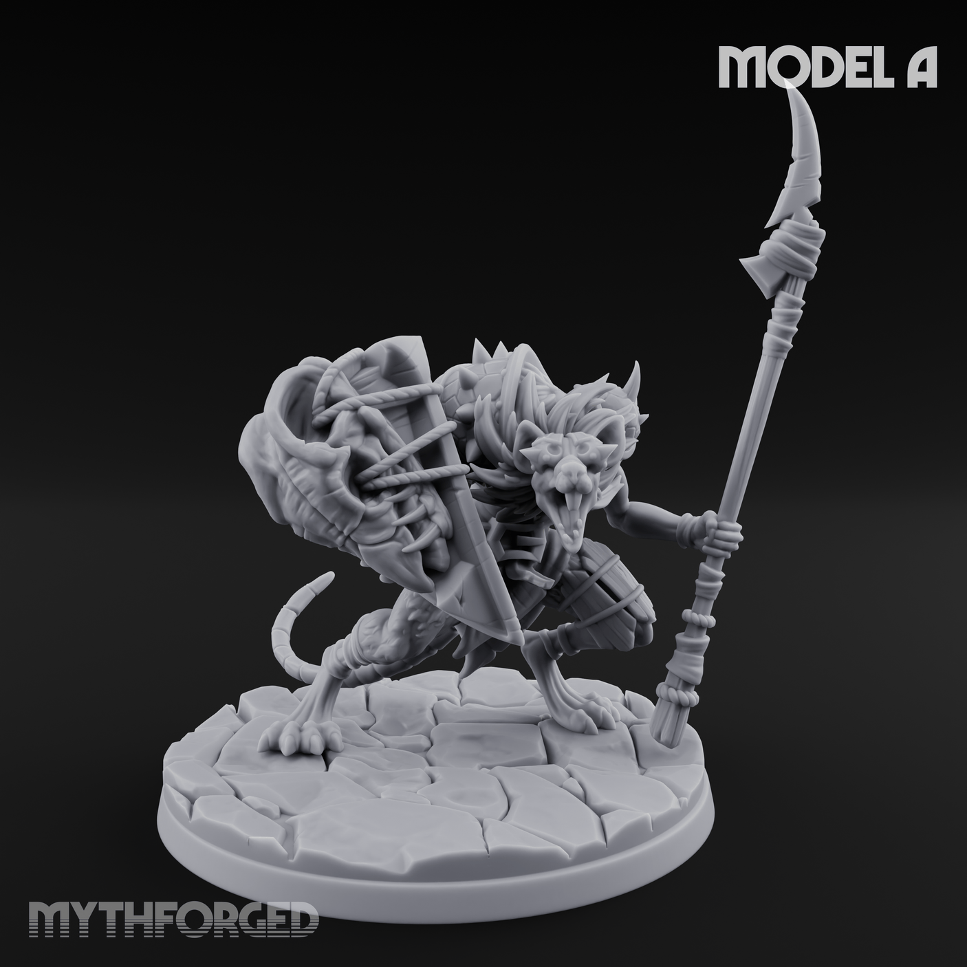 Staff Wielding Fangs Ratfolk A Miniature for Dungeons and Dragons, Pathfinder or other TTRPGs