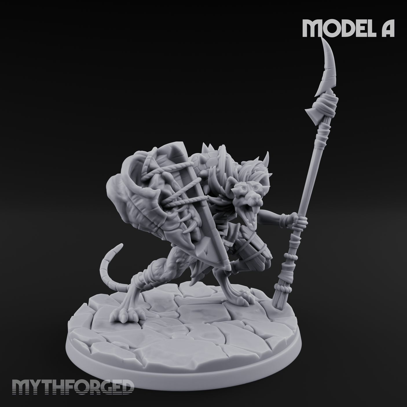 Staff Wielding Fangs Ratfolk Miniature for Dungeons and Dragons, Pathfinder or other TTRPGs