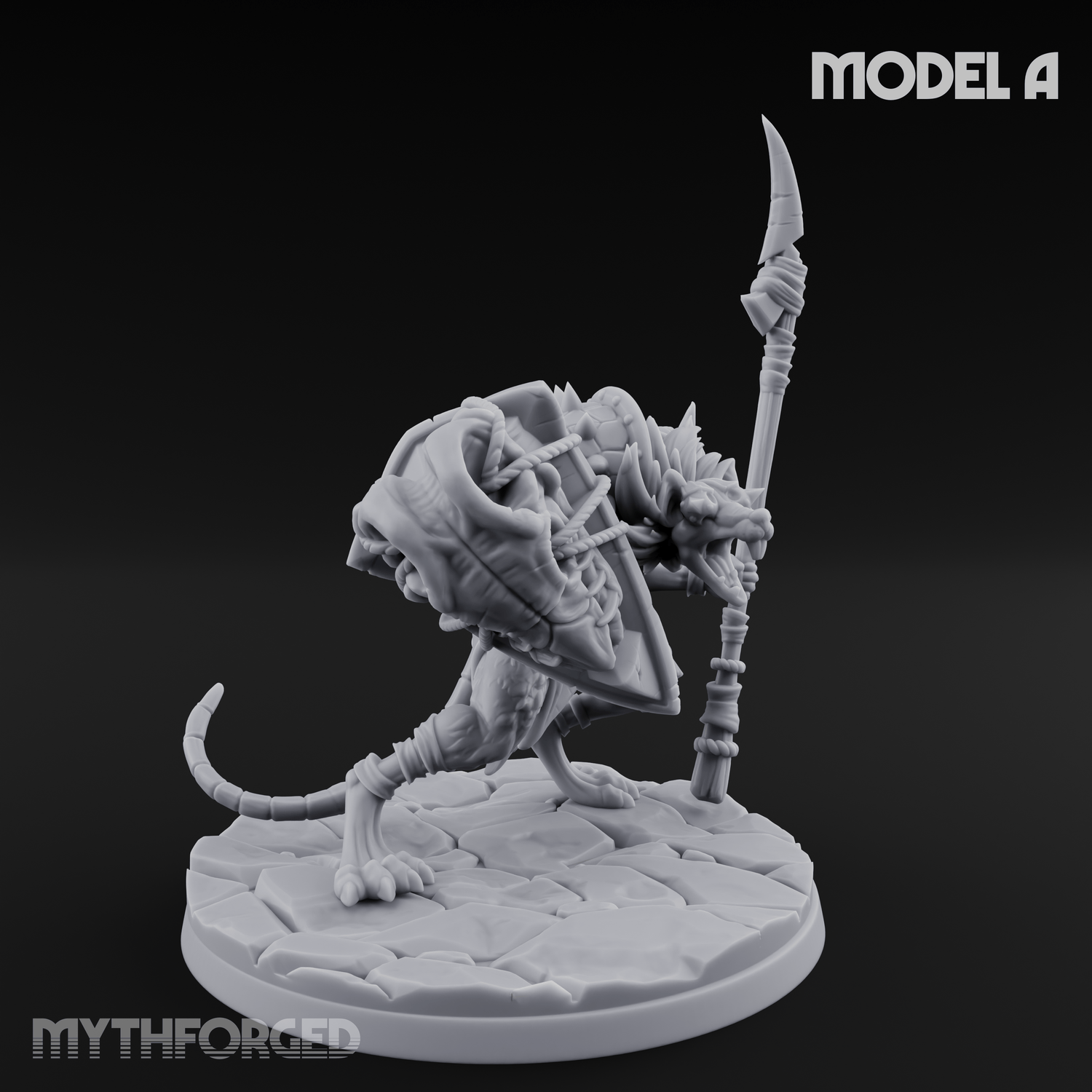 Staff Wielding Fangs Ratfolk A Miniature for Dungeons and Dragons, Pathfinder or other TTRPGs