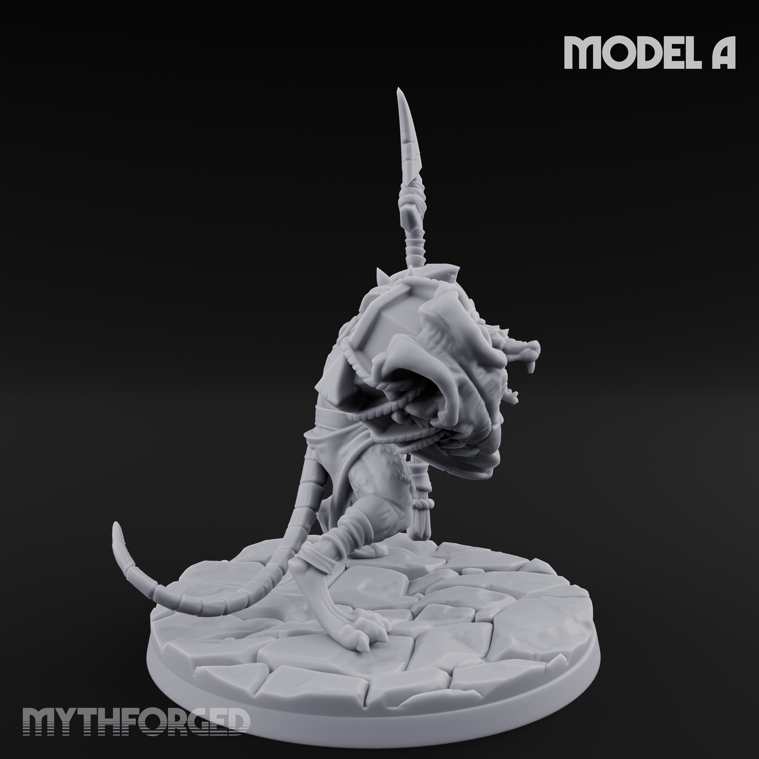 Staff Wielding Fangs Ratfolk A Miniature for Dungeons and Dragons, Pathfinder or other TTRPGs