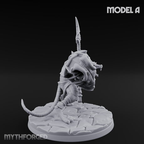 Staff Wielding Fangs Ratfolk A Miniature for Dungeons and Dragons, Pathfinder or other TTRPGs