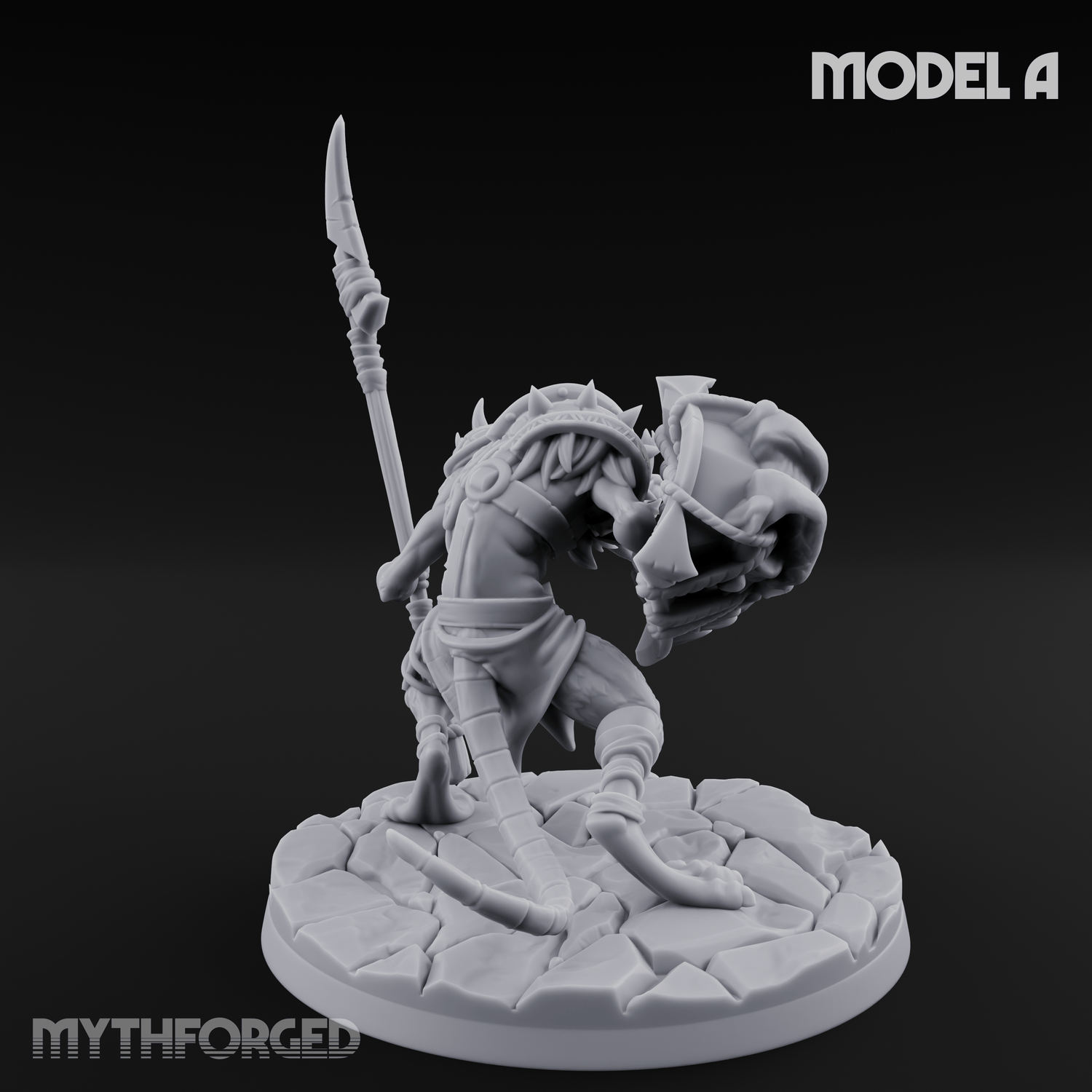 Staff Wielding Fangs Ratfolk A Miniature for Dungeons and Dragons, Pathfinder or other TTRPGs