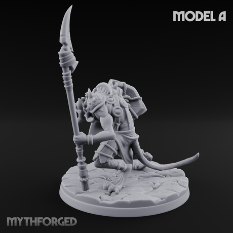 Staff Wielding Fangs Ratfolk A Miniature for Dungeons and Dragons, Pathfinder or other TTRPGs