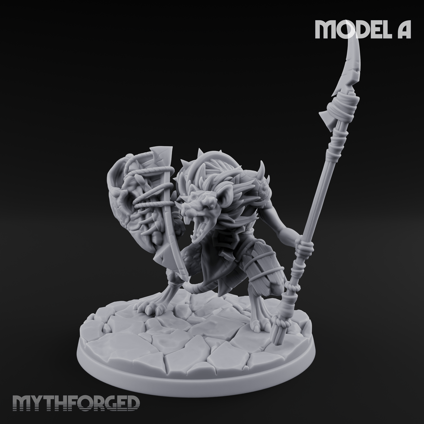 Staff Wielding Fangs Ratfolk A Miniature for Dungeons and Dragons, Pathfinder or other TTRPGs