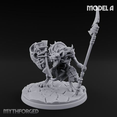Staff Wielding Fangs Ratfolk A Miniature for Dungeons and Dragons, Pathfinder or other TTRPGs
