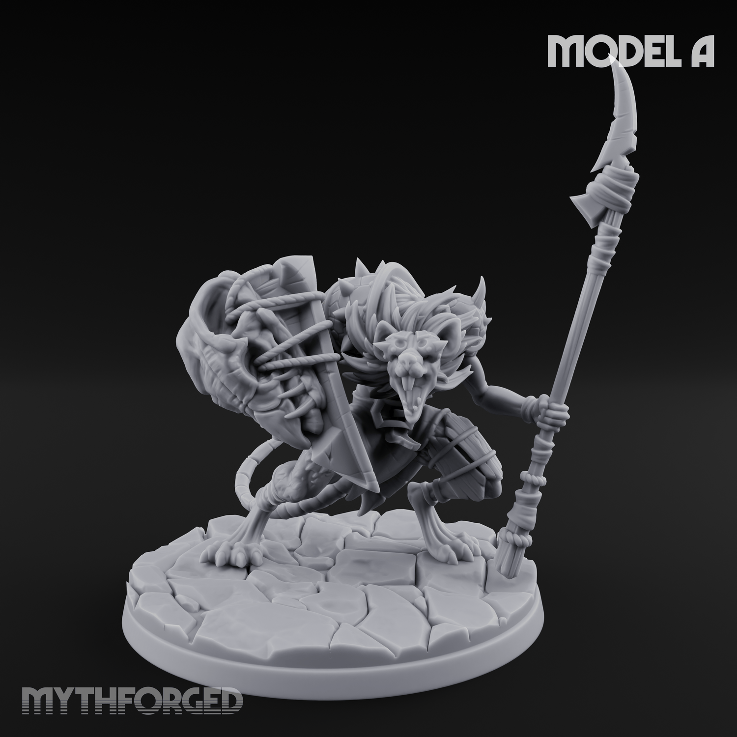 Staff Wielding Fangs Ratfolk A Miniature for Dungeons and Dragons, Pathfinder or other TTRPGs