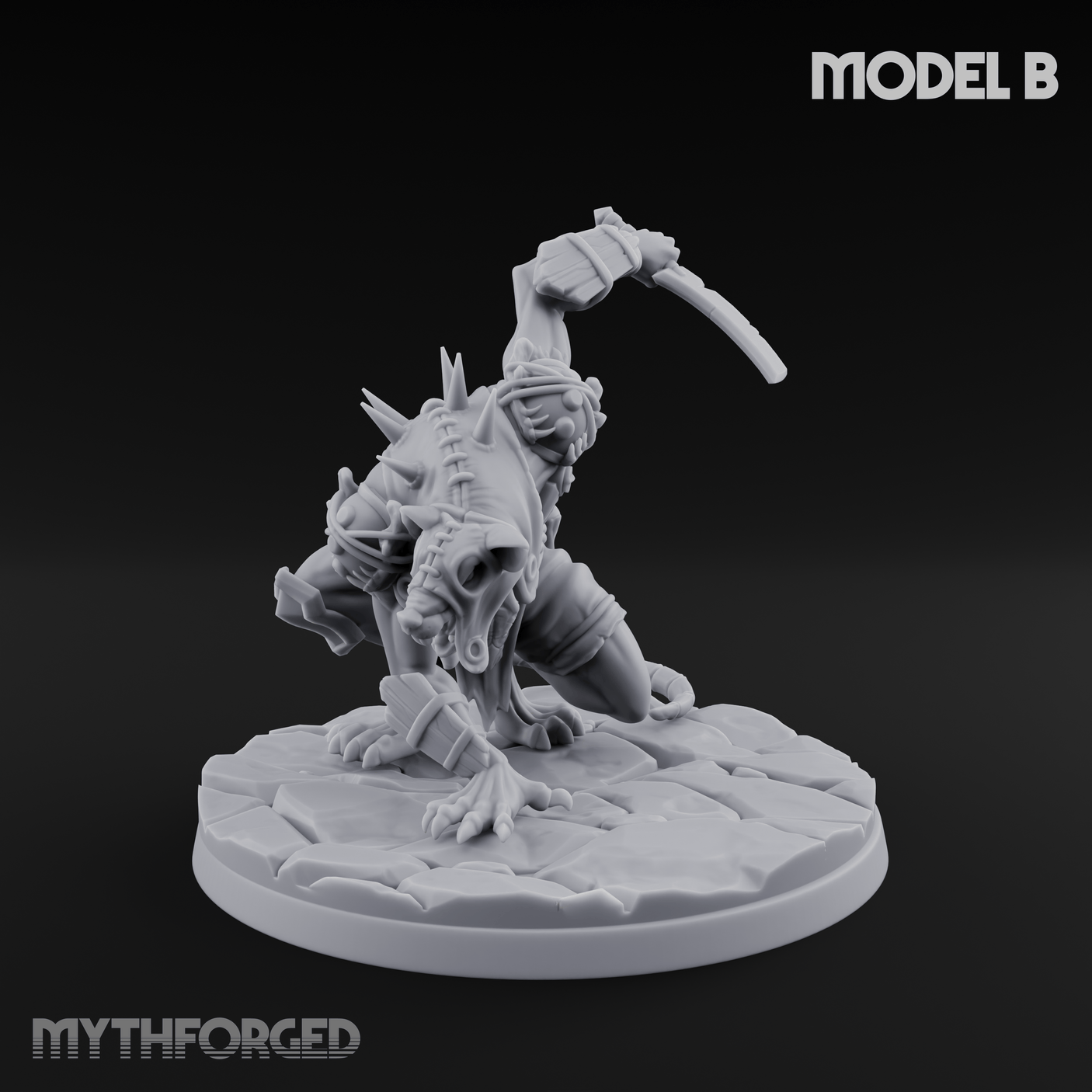 Staff Wielding Fangs Ratfolk Miniature for Dungeons and Dragons, Pathfinder or other TTRPGs