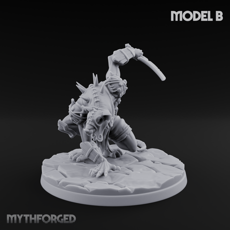 Staff Wielding Fangs Ratfolk B Miniature for Dungeons and Dragons, Pathfinder or other TTRPGs