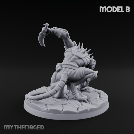 Staff Wielding Fangs Ratfolk B Miniature for Dungeons and Dragons, Pathfinder or other TTRPGs