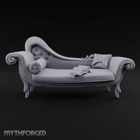 Chapter Left Open, Owner Gone Ornate Tufted Chaise Lounge