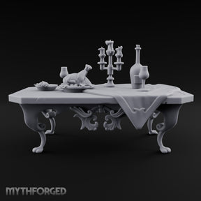 Feast Abandoned Mid-Toast Ornate Banquet Table