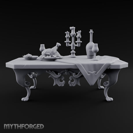 Feast Abandoned Mid-Toast Ornate Banquet Table