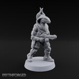 Hood Flared, Safety Off Yuan-ti Pureblood Cobra Soldier with Sci-Fi Rifle — 1