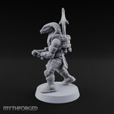 Hood Flared, Safety Off Yuan-ti Pureblood Cobra Soldier with Sci-Fi Rifle — 1