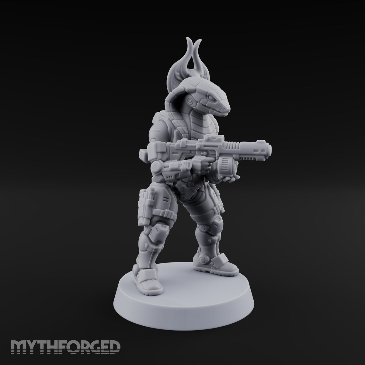 Hood Flared, Safety Off Yuan-ti Pureblood Cobra Soldier with Sci-Fi Rifle — 2