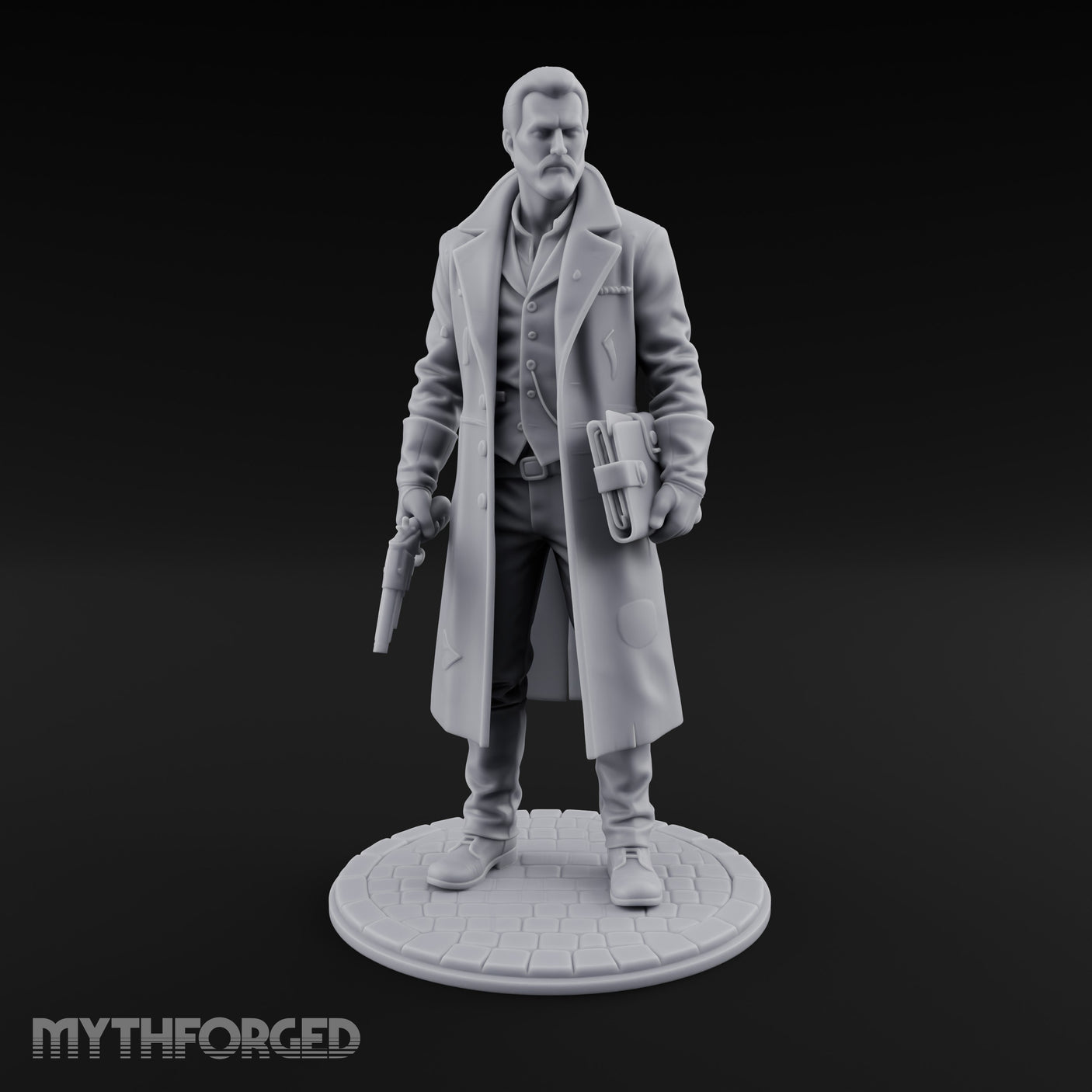 Gun-Toting Dossier-Clutching Human Investigator Miniature for Dungeons and Dragons, Pathfinder or other TTRPGs
