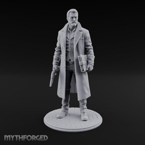 Gun-Toting Dossier-Clutching Human Investigator Miniature for Dungeons and Dragons, Pathfinder or other TTRPGs