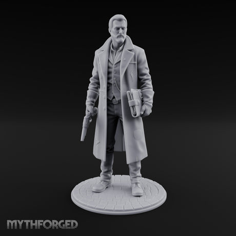 Gun-Toting Dossier-Clutching Human Investigator Miniature for Dungeons and Dragons, Pathfinder or other TTRPGs