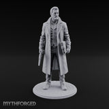 Gun-Toting Dossier-Clutching Human Investigator Miniature for Dungeons and Dragons, Pathfinder or other TTRPGs