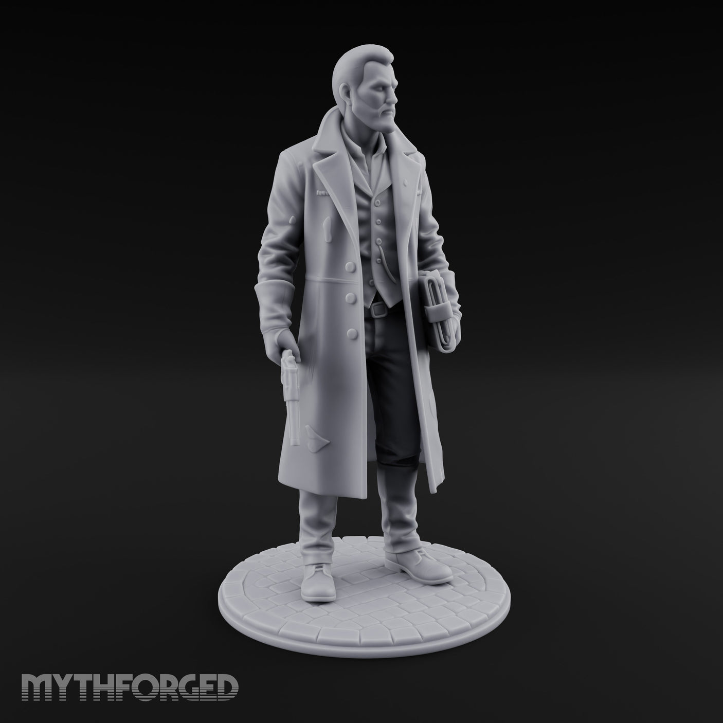 Gun-Toting Dossier-Clutching Human Investigator Miniature for Dungeons and Dragons, Pathfinder or other TTRPGs