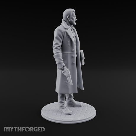 Gun-Toting Dossier-Clutching Human Investigator Miniature for Dungeons and Dragons, Pathfinder or other TTRPGs