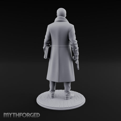 Gun-Toting Dossier-Clutching Human Investigator Miniature for Dungeons and Dragons, Pathfinder or other TTRPGs