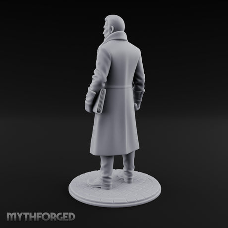 Gun-Toting Dossier-Clutching Human Investigator Miniature for Dungeons and Dragons, Pathfinder or other TTRPGs