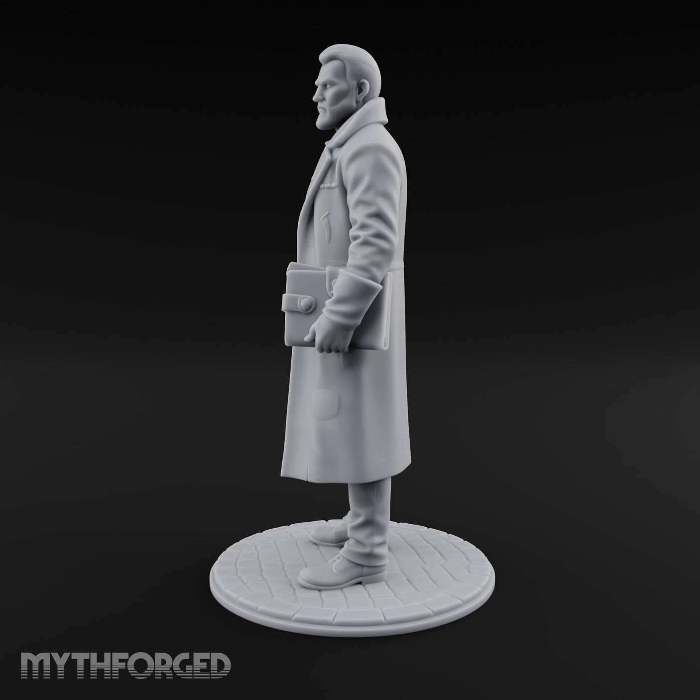 Gun-Toting Dossier-Clutching Human Investigator Miniature for Dungeons and Dragons, Pathfinder or other TTRPGs