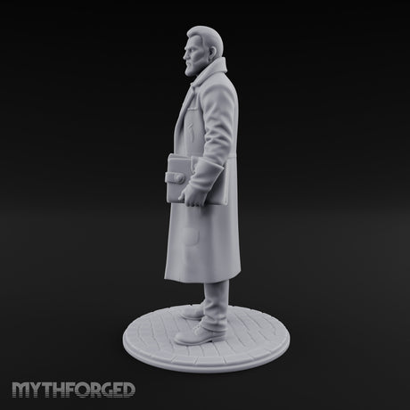 Gun-Toting Dossier-Clutching Human Investigator Miniature for Dungeons and Dragons, Pathfinder or other TTRPGs