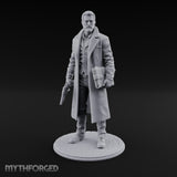 Gun-Toting Dossier-Clutching Human Investigator Miniature for Dungeons and Dragons, Pathfinder or other TTRPGs