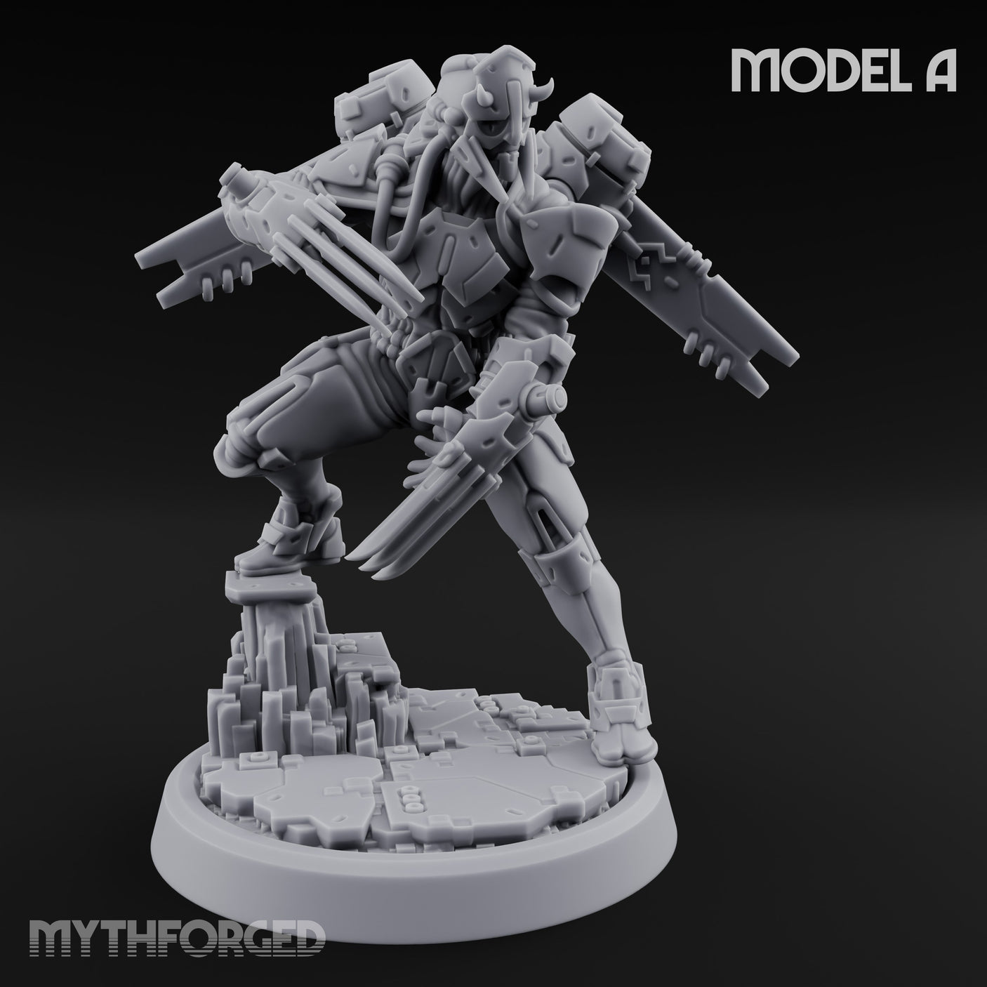 Gun Toting Leaping Warforged Trooper A Miniature for Dungeons and Dragons, Pathfinder or other TTRPGs
