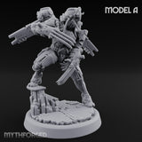 Gun Toting Leaping Warforged Trooper A Miniature for Dungeons and Dragons, Pathfinder or other TTRPGs