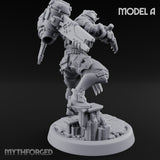 Gun Toting Leaping Warforged Trooper A Miniature for Dungeons and Dragons, Pathfinder or other TTRPGs